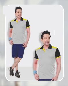 Mens Cotton Grey Polo T Shirt