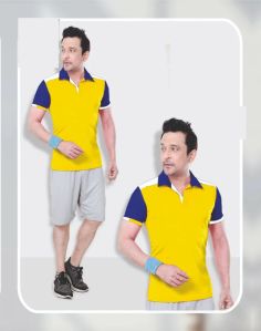 Mens Cotton Yellow Polo T Shirt