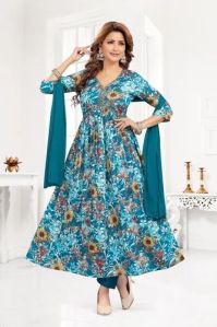 Anarkali Rayon Printed Kurti