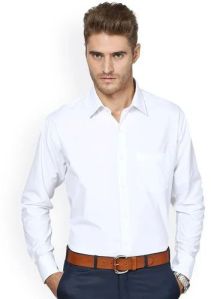 Mens White Full Sleeves Cotton Shirt