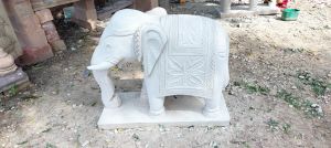 White Marble Elephant Statue