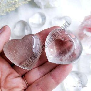 Clear Crystal Quartz Puffy Heart