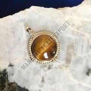 Round Tiger Eye Gemstone Pendant