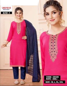 Ladies Blue and Pink Cotton Suit Set