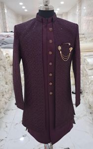 Men Wine Traditional Sherwani