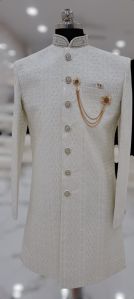 Mens Off White Traditional Sherwani