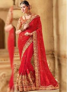 Ladies Bridal Net Saree With Blouse