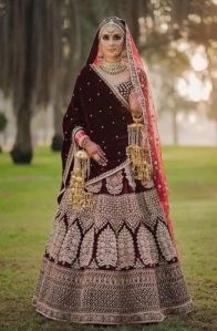 Ladies Bridal Velvet Lehenga Choli