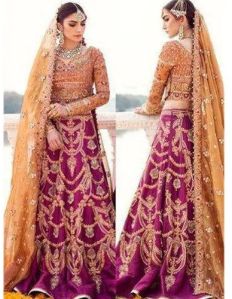 Ladies Chiffon Bridal Designer Semi-Stitched Lehenga Choli