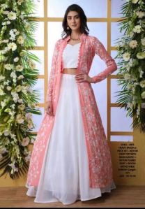 Ladies Pink Three Piece Georgette Dress