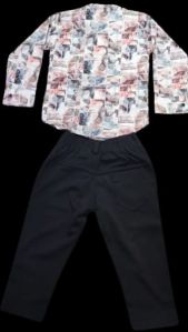 Boys Kids Full Sleeve Printed Shirt and Pant Set