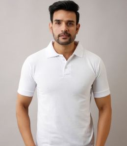 Plain White Mens Polo T-Shirt