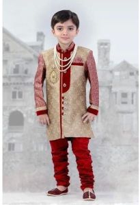 Red and Golden Kids Wedding Sherwani