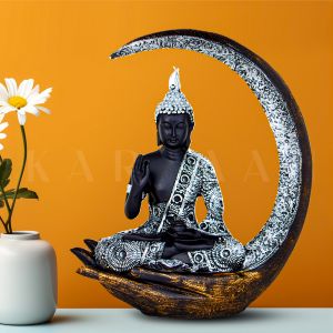 Black & Silver Moon Buddha Statue