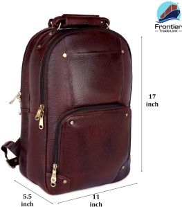 Frontier Maroon Plain Leather Backpack