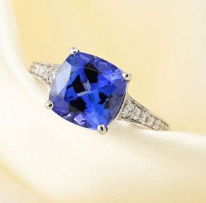 925 Sterling Silver and Statement Tanzanite Diamond Engagement Ring