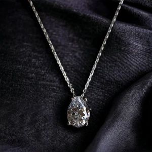 925 Sterling Silver Moissanite and Teardrop Diamonds Pendant