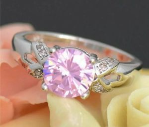 925 Sterling Silver Pink Moissanite Ring