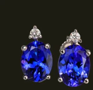 Ladies 925 Sterling Silver Tanzanite Ear Stud