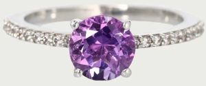 Ladies Sterling Silver Amethyst Engagement Ring