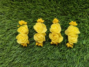 Double Rose Flower Hair Clip (Yellow)