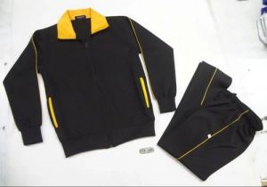 Fleece Black Yellow Kids School Tracksuit