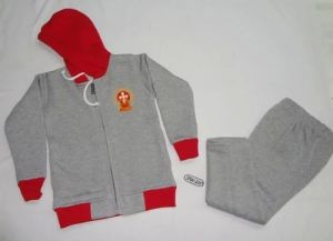 Fleece Red and Grey Kids Winter School Tracksuit