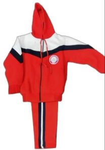 Fleece Red and White Kids Winter School Tracksuit