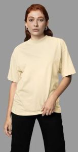 Ladies Cream Cotton T-Shirt