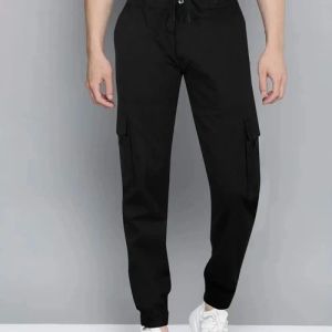 Mens Black Cotton Cargo Pant