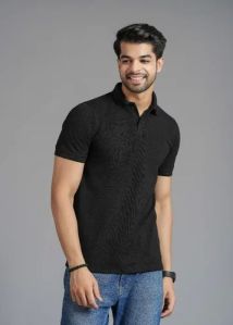 Mens Cotton Black Polo T-Shirt