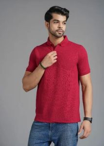 Mens Cotton Maroon Polo T-Shirt