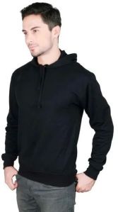 Mens Full Sleeve Black Plain Hoodie