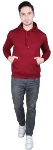 Mens Maroon Plain Hoodie