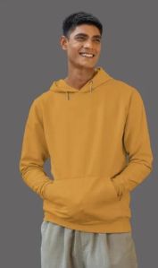 Mens Mustard Yellow Plain Fleece Hoodie