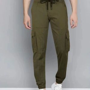 Mens Olive Green Cotton Cargo Pant