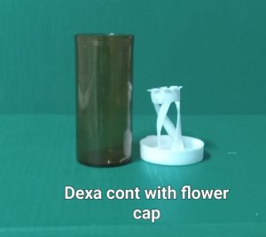 Dexa container with flower cap