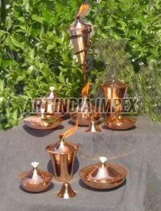 Brass Garden Oil Torch Set