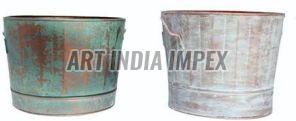 Galvanised Iron Planter Set