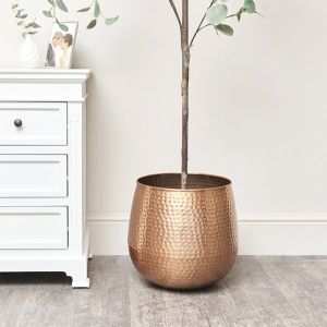 Copper Metal Hammered Planter