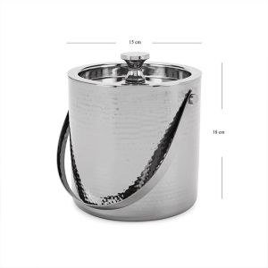 Silver Hammered Metal Ice Bucket