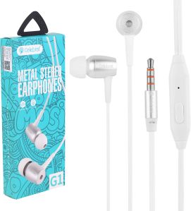 celebrat model no g1 white metal stereo earphone