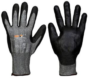 Saviour Black PU Coated on HPPE Liner Gloves (Cut-5)