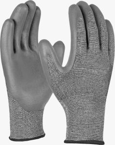 SAVIOUR KINTED GREY NITRILE ON HPPE LINER GLOVE (CUT-5)