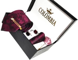 Wine Paisley Necktie Set