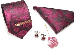 Wine Paisley Necktie Set