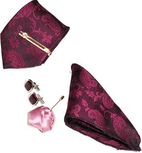 Wine Paisley Necktie Set
