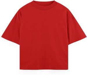 Mens Red American Oversized Round Neck T-shirt