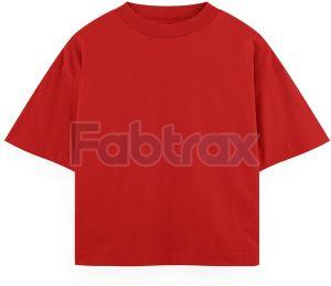 Mens Red American Oversized Round Neck T-shirt