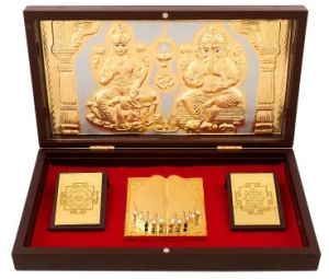 Laxmi Ganesh Gold Plated Photo Frame Box